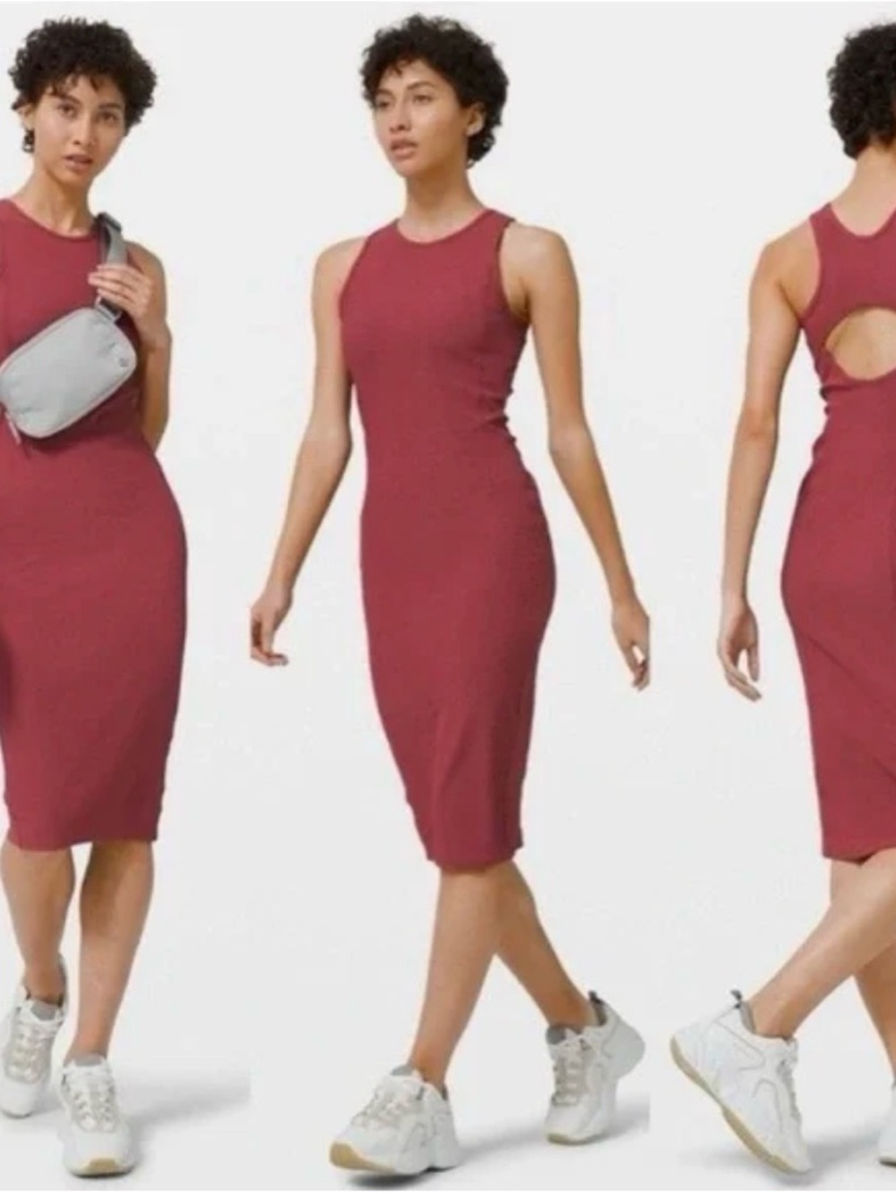 Lululemon Brunch and Back Ribbed Luxtreme Midi Dress in Chianti